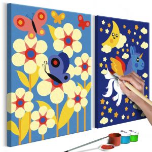 Malování podle čísel - Butterfly & Unicorn | 33x23