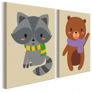 Malování podle čísel - Raccoon &amp; Bear