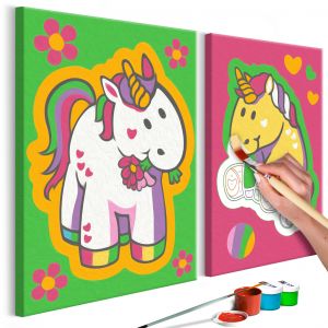 Malování podle čísel - Unicorns (Green & Pink) | 33x23