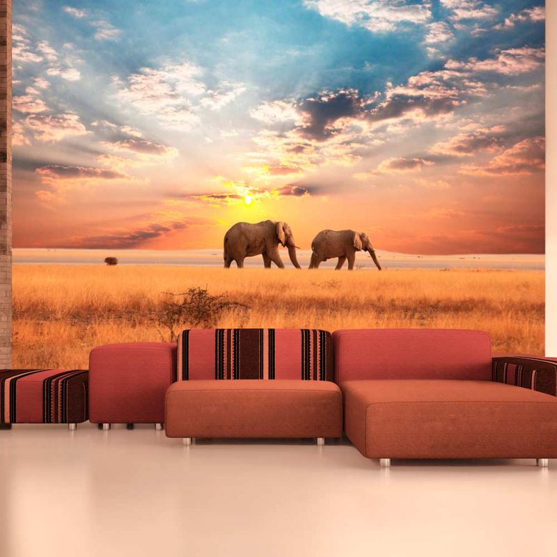 Fototapeta - African savanna elephants Artgeist