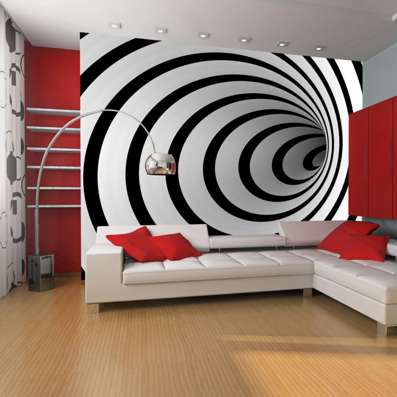 Fototapeta - Black and white 3D tunnel Artgeist