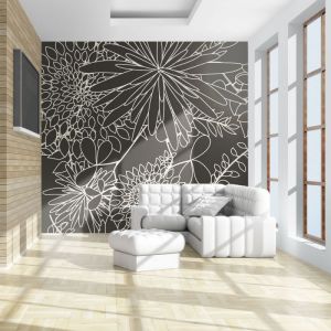 Fototapeta - Black and white floral background | 200x154, 250x193, 300x231, 350x270, 400x309