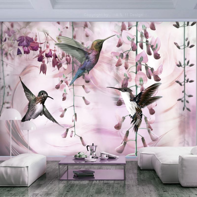 Fototapeta - Flying Hummingbirds (Pink) Artgeist