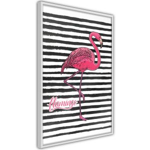 Flamingo on Striped Background Artgeist