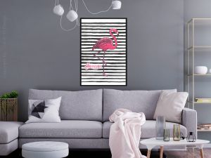 Flamingo on Striped Background Artgeist