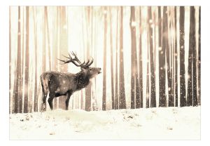 Fototapeta - Deer in the Snow (Sepia) Artgeist