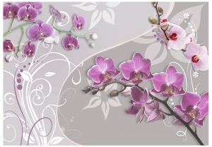 Fototapeta - Flight of purple orchids Artgeist