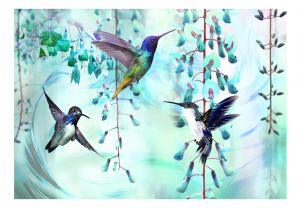 Fototapeta - Flying Hummingbirds (Green) Artgeist