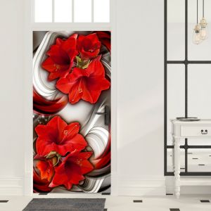 Fototapeta na dveře - Photo wallpaper - Abstraction and red flowers I | 100x210, 70x210, 80x210, 90x210