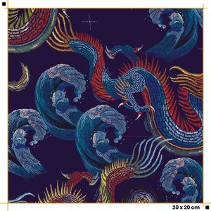 Vzorovaná Tapeta vyšívaní mořští draci 20x20 nahled